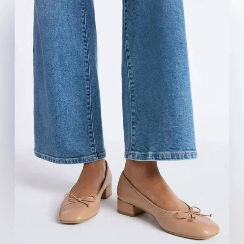 NEW…Time and Tru String Bow Block Heel Ballet Shoes